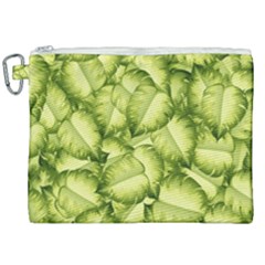 Seamless Pattern With Green Leaves Canvas Cosmetic Bag (xxl) by Vaneshart