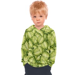 Seamless Pattern With Green Leaves Kids  Overhead Hoodie