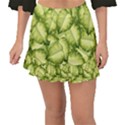 Seamless pattern with green leaves Fishtail Mini Chiffon Skirt View1