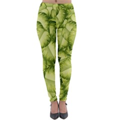 Seamless Pattern With Green Leaves Lightweight Velour Leggings by Vaneshart