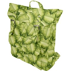 Seamless Pattern With Green Leaves Buckle Up Backpack by Vaneshart