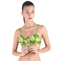 Seamless Pattern With Green Leaves Tie Up Cut Bikini Top