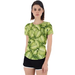 Seamless Pattern With Green Leaves Back Cut Out Sport Tee