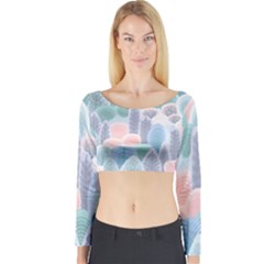 Abstract-seamless-pattern-with-winter-forest-background Long Sleeve Crop Top by Vaneshart