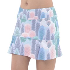 Abstract-seamless-pattern-with-winter-forest-background Tennis Skorts by Vaneshart