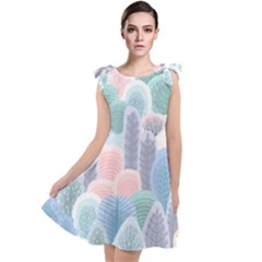 Abstract-seamless-pattern-with-winter-forest-background Tie Up Tunic Dress by Vaneshart