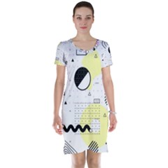 Graphic Design Geometric Background Short Sleeve Nightdress