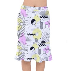 Graphic Design Geometric Background Short Mermaid Skirt by Vaneshart