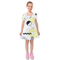 Graphic Design Geometric Background Kids  Short Sleeve Velvet Dress by Vaneshart