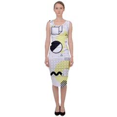 Graphic Design Geometric Background Sleeveless Pencil Dress by Vaneshart