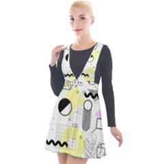 Graphic Design Geometric Background Plunge Pinafore Velour Dress by Vaneshart