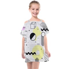 Graphic Design Geometric Background Kids  One Piece Chiffon Dress by Vaneshart