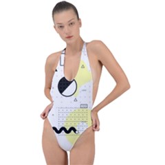 Graphic Design Geometric Background Backless Halter One Piece Swimsuit