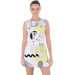 Graphic Design Geometric Background Lace Up Front Bodycon Dress by Vaneshart