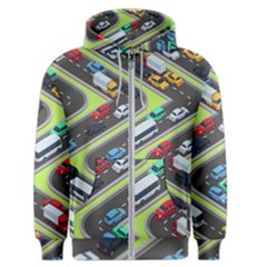 Urban-cars-seamless-texture-isometric-roads-car-traffic-seamless-pattern-with-transport-city-vector- Men s Zipper Hoodie by Vaneshart