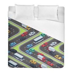 Urban-cars-seamless-texture-isometric-roads-car-traffic-seamless-pattern-with-transport-city-vector- Duvet Cover (full/ Double Size) by Vaneshart