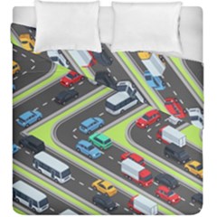 Urban-cars-seamless-texture-isometric-roads-car-traffic-seamless-pattern-with-transport-city-vector- Duvet Cover Double Side (king Size) by Vaneshart