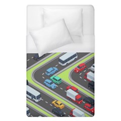 Urban-cars-seamless-texture-isometric-roads-car-traffic-seamless-pattern-with-transport-city-vector- Duvet Cover (single Size) by Vaneshart