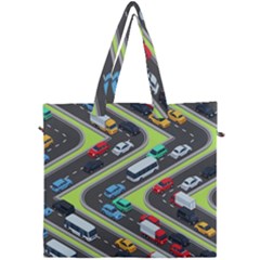 Urban-cars-seamless-texture-isometric-roads-car-traffic-seamless-pattern-with-transport-city-vector- Canvas Travel Bag by Vaneshart