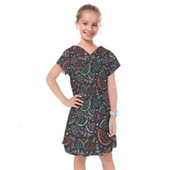 Seamless-vector-pattern-with-watermelons-mint -- Kids  Drop Waist Dress by Vaneshart