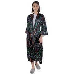 Seamless-vector-pattern-with-watermelons-mint -- Maxi Satin Kimono