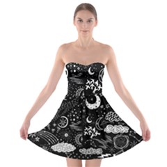 Vector-set-sketch-drawn-with-space Strapless Bra Top Dress by Vaneshart