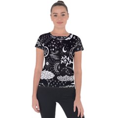 Vector-set-sketch-drawn-with-space Short Sleeve Sports Top  by Vaneshart