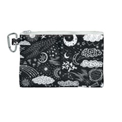 Vector-set-sketch-drawn-with-space Canvas Cosmetic Bag (medium)