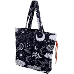 Vector-set-sketch-drawn-with-space Drawstring Tote Bag by Vaneshart