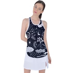 Vector-set-sketch-drawn-with-space Racer Back Mesh Tank Top