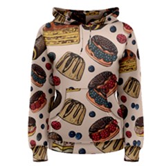 Seamless-pattern-with-sweet-cakes-berries Women s Pullover Hoodie