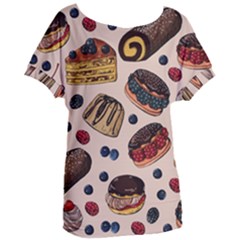 Seamless-pattern-with-sweet-cakes-berries Women s Oversized Tee