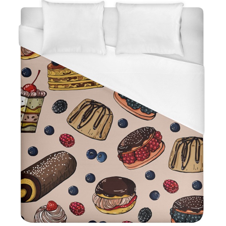 Seamless-pattern-with-sweet-cakes-berries Duvet Cover (California King Size)