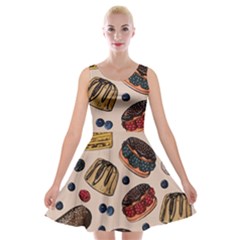 Seamless-pattern-with-sweet-cakes-berries Velvet Skater Dress