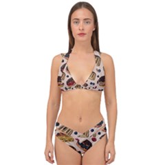 Seamless-pattern-with-sweet-cakes-berries Double Strap Halter Bikini Set