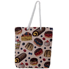 Seamless-pattern-with-sweet-cakes-berries Full Print Rope Handle Tote (Large)