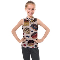 Seamless-pattern-with-sweet-cakes-berries Kids  Sleeveless Polo Tee