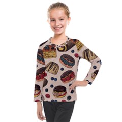 Seamless-pattern-with-sweet-cakes-berries Kids  Long Mesh Tee