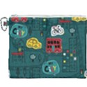 Seamless-pattern-hand-drawn-with-vehicles-buildings-road Canvas Cosmetic Bag (XXXL) View1