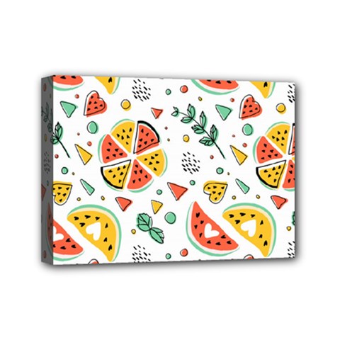 Seamless-hipster-pattern-with-watermelons-mint-geometric-figures Mini Canvas 7  X 5  (stretched) by Vaneshart