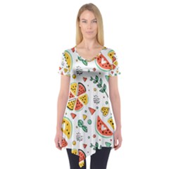 Seamless-hipster-pattern-with-watermelons-mint-geometric-figures Short Sleeve Tunic  by Vaneshart