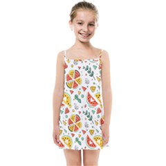 Seamless-hipster-pattern-with-watermelons-mint-geometric-figures Kids  Summer Sun Dress