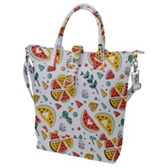 Seamless-hipster-pattern-with-watermelons-mint-geometric-figures Buckle Top Tote Bag by Vaneshart