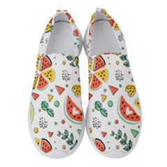 Seamless-hipster-pattern-with-watermelons-mint-geometric-figures Women s Slip On Sneakers by Vaneshart