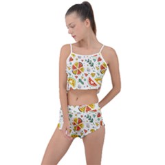 Seamless-hipster-pattern-with-watermelons-mint-geometric-figures Summer Cropped Co-ord Set by Vaneshart