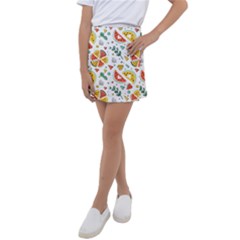 Seamless-hipster-pattern-with-watermelons-mint-geometric-figures Kids  Tennis Skirt