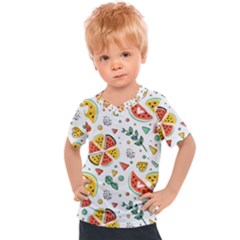 Seamless-hipster-pattern-with-watermelons-mint-geometric-figures Kids  Sports Tee