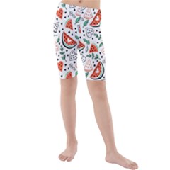 Seamless-vector-pattern-with-watermelons-mint Kids  Mid Length Swim Shorts by Vaneshart