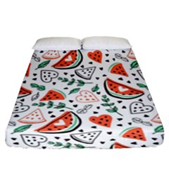 Seamless-vector-pattern-with-watermelons-mint Fitted Sheet (california King Size) by Vaneshart