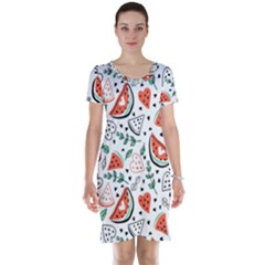 Seamless-vector-pattern-with-watermelons-mint Short Sleeve Nightdress